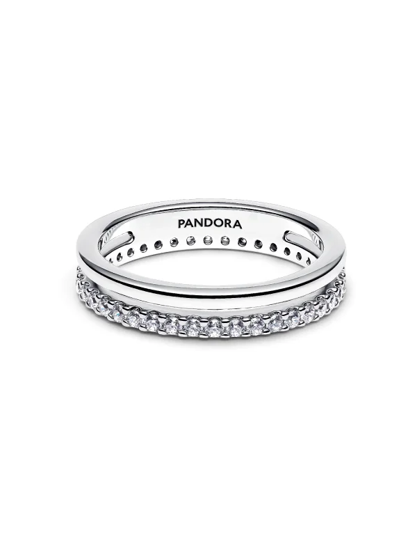 (image for) PANDORA Rings Double 193799C01 Sterling Silver Band - View 4
