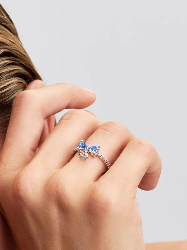 (image for) Pandora Bridgerton Blue Bow Ring - 194337C01 - View 2