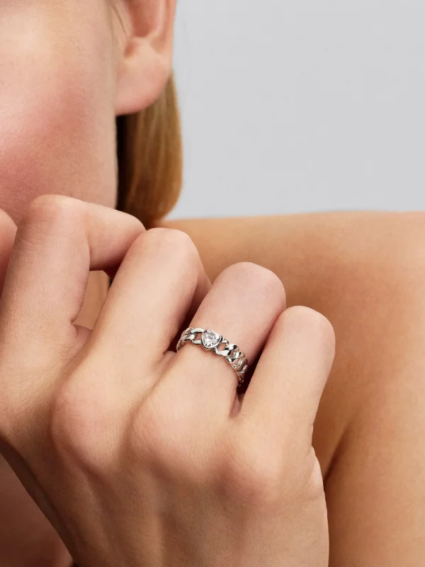 (image for) Pandora Heart Cuban Chain Ring - 194386C01 - View 2