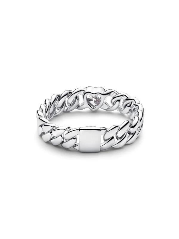 (image for) Pandora Heart Cuban Chain Ring - 194386C01 - View 4