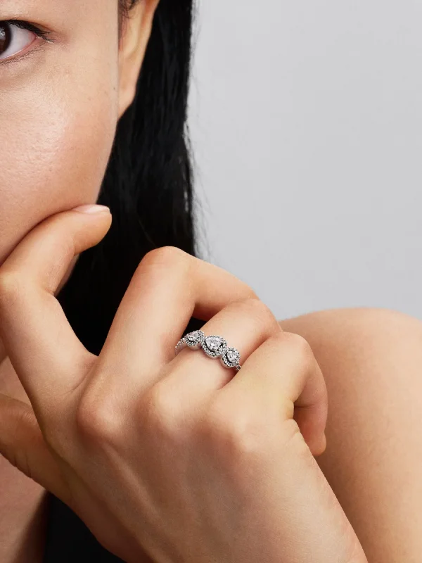 (image for) Pandora Halo Heart Trilogy Ring - 194413C01 - View 2