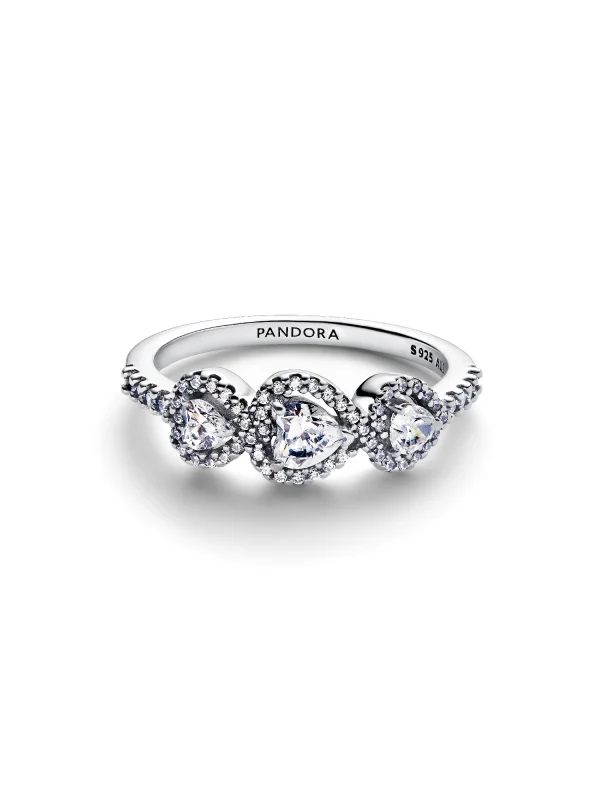 (image for) Pandora Halo Heart Trilogy Ring - 194413C01 - View 4
