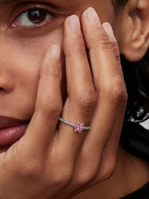 (image for) Pandora Sparkling Pink Flower Ring - 194499C02 - View 2