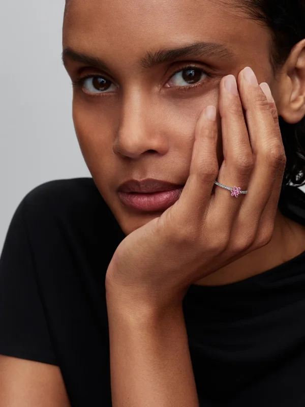 (image for) Pandora Sparkling Pink Flower Ring - 194499C02 - View 3