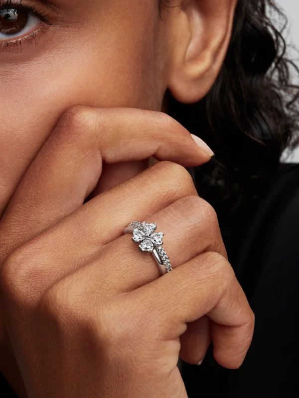 (image for) Pandora Sparkling Lucky Clover Splittable Ring - 194507C01 - View 2
