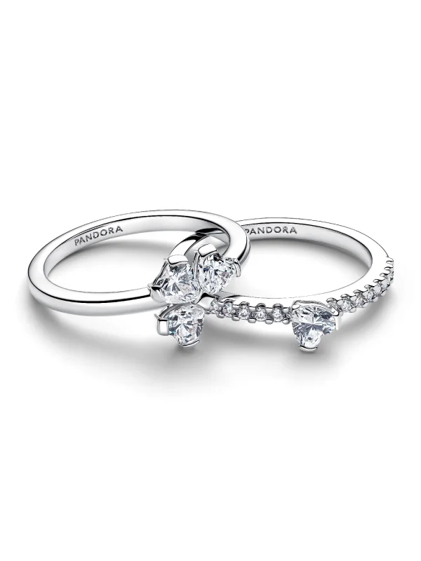(image for) Pandora Sparkling Lucky Clover Splittable Ring - 194507C01 - View 4