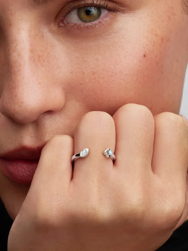 (image for) Pandora Talisman Sterling Silver Lab-Grown Diamond Evil Eye & Hamsa Hand Open Ri - View 2