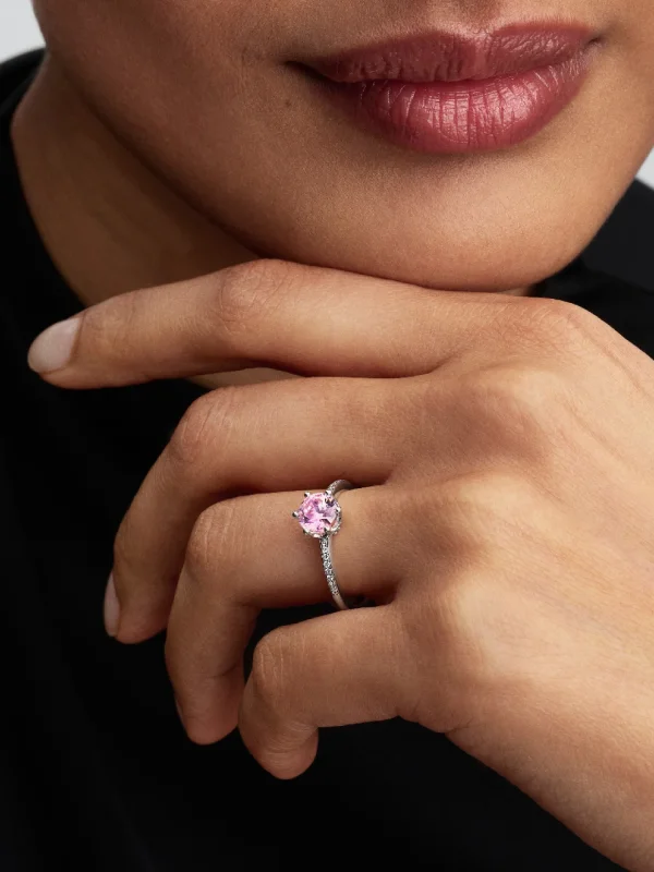 (image for) Pandora Pink Sparkling Crown Ring - 198289C03 - View 2