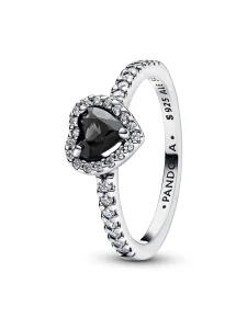 (image for) PANDORA Black Heart Ring 198421C04 Sterling Silver