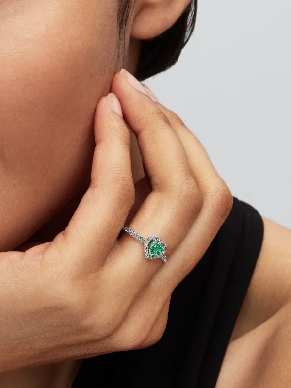 (image for) Pandora Elevated Mint Green Heart Ring - 198421C08 - View 2