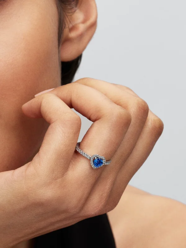 (image for) Pandora Elevated Princess Blue Heart Ring - 198421C09 - View 2