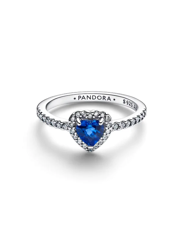 (image for) Pandora Elevated Princess Blue Heart Ring - 198421C09 - View 4