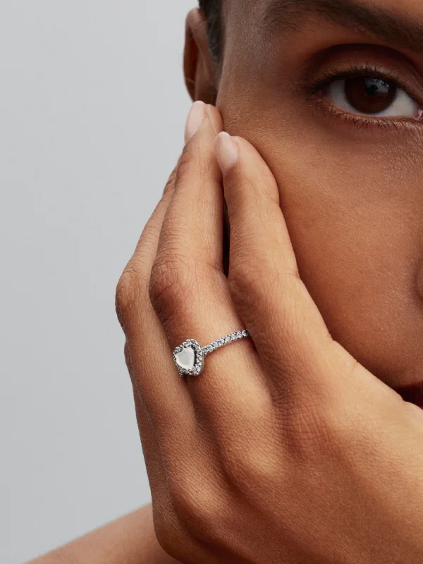 (image for) Pandora Elevated White Heart Ring - 198421C11 - View 2