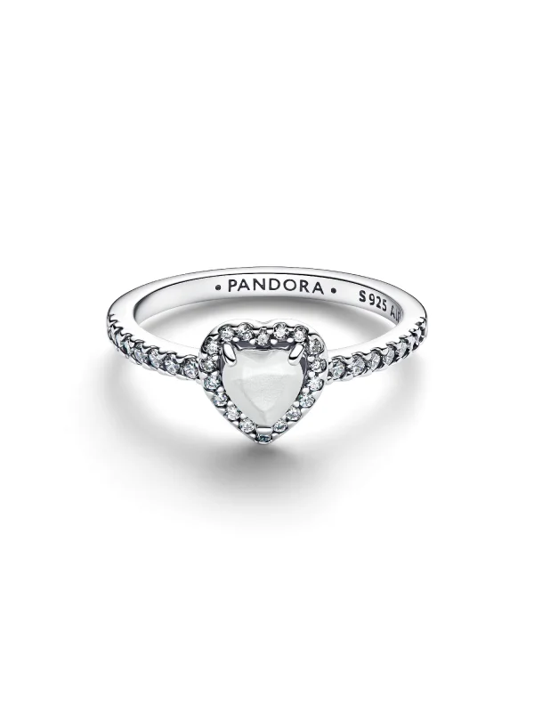 (image for) Pandora Elevated White Heart Ring - 198421C11 - View 4