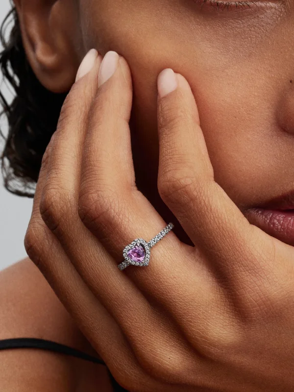 (image for) Pandora Elevated Light Purple Heart Ring - 198421C12 - View 2