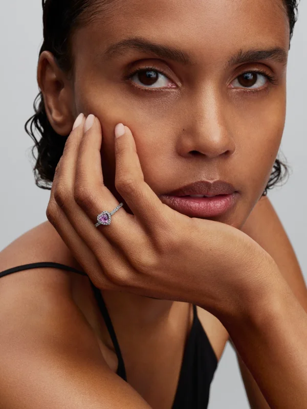 (image for) Pandora Elevated Light Purple Heart Ring - 198421C12 - View 3