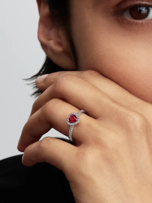 (image for) Pandora Elevated Fuchsia Rose Heart Ring - 198421C13 - View 2