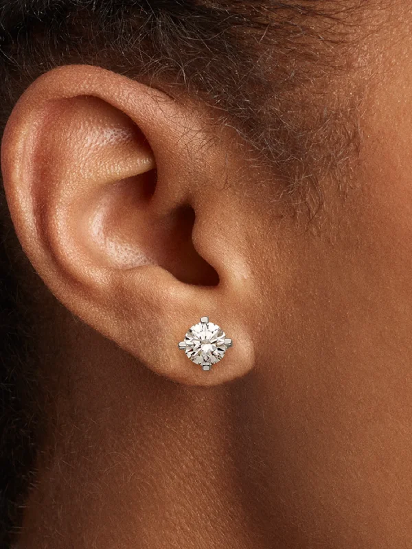 (image for) Pandora Era 14k White Gold Lab-grown Diamond Earrings - 252856C01 - View 2