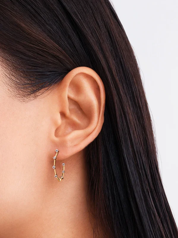 (image for) Pandora Era Lab-Grown Diamond Station Hoop Earrings - 253718C01 - View 3