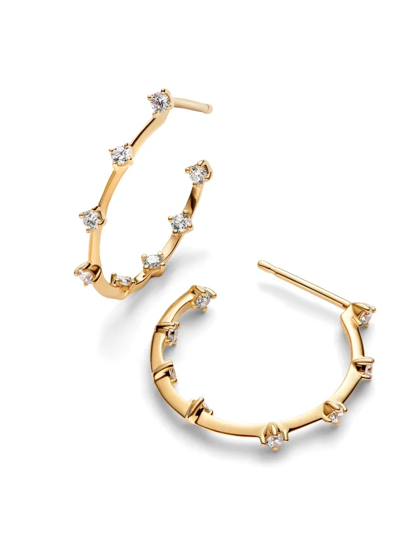 (image for) Pandora Era Lab-Grown Diamond Station Hoop Earrings - 253718C01 - View 4