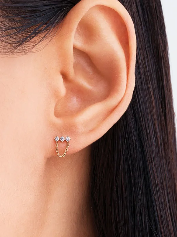 (image for) Pandora Era Lab-Grown Diamond Trio Chain Stud Earrings - 253720C01 - View 2