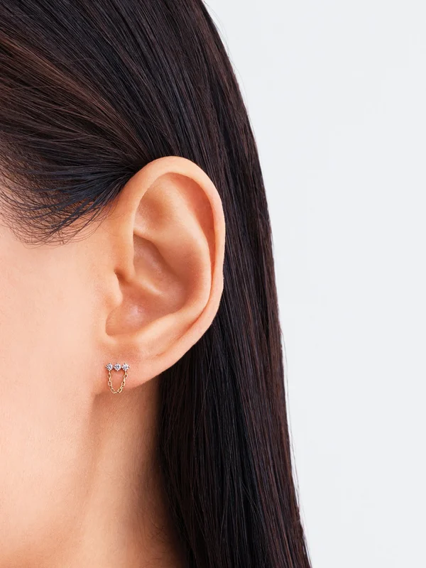 (image for) Pandora Era Lab-Grown Diamond Trio Chain Stud Earrings - 253720C01 - View 3