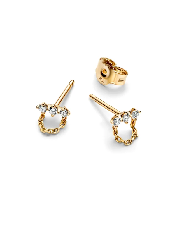 (image for) Pandora Era Lab-Grown Diamond Trio Chain Stud Earrings - 253720C01 - View 4
