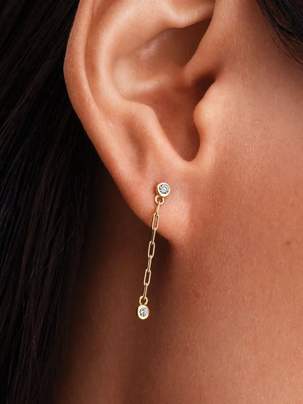 (image for) Pandora Era Bezel Lab-Grown Diamond Paperclip Chain Drop Earrings - 253721C01 - View 2