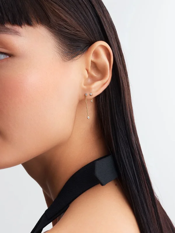 (image for) Pandora Era Bezel Lab-Grown Diamond Paperclip Chain Drop Earrings - 253721C01 - View 5