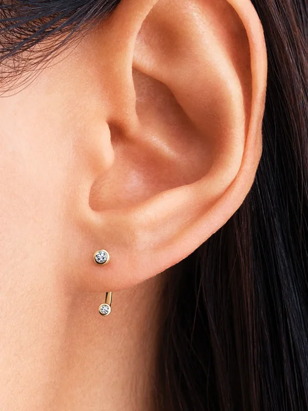 (image for) Pandora Era Bezel Lab-Grown Diamond Ear Jacket Stud Earrings - 253733C01 - View 2