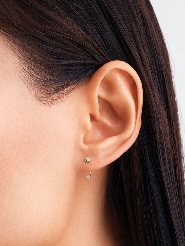 (image for) Pandora Era Bezel Lab-Grown Diamond Ear Jacket Stud Earrings - 253733C01 - View 3