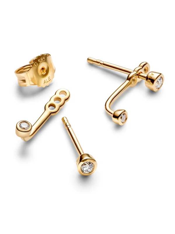 (image for) Pandora Era Bezel Lab-Grown Diamond Ear Jacket Stud Earrings - 253733C01 - View 4