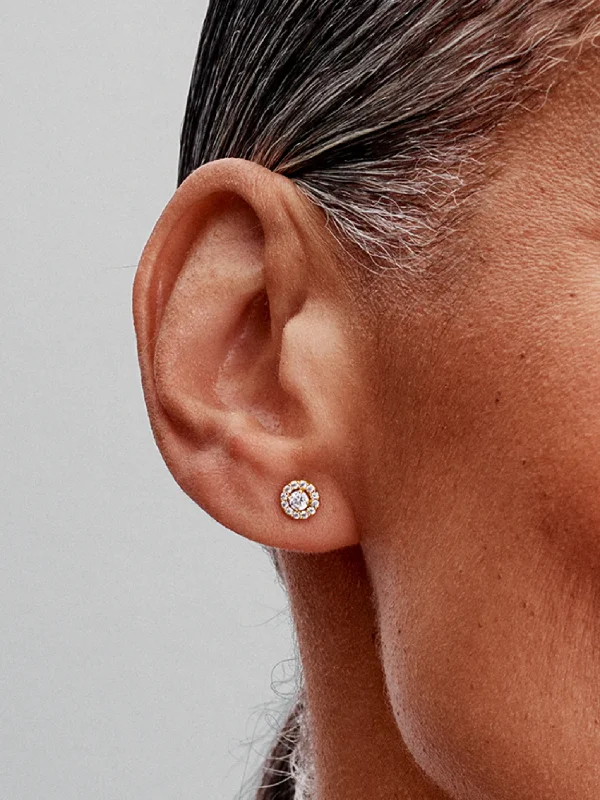 (image for) Pandora Round Pavé Halo Stud Earrings - 263019C01 - View 2