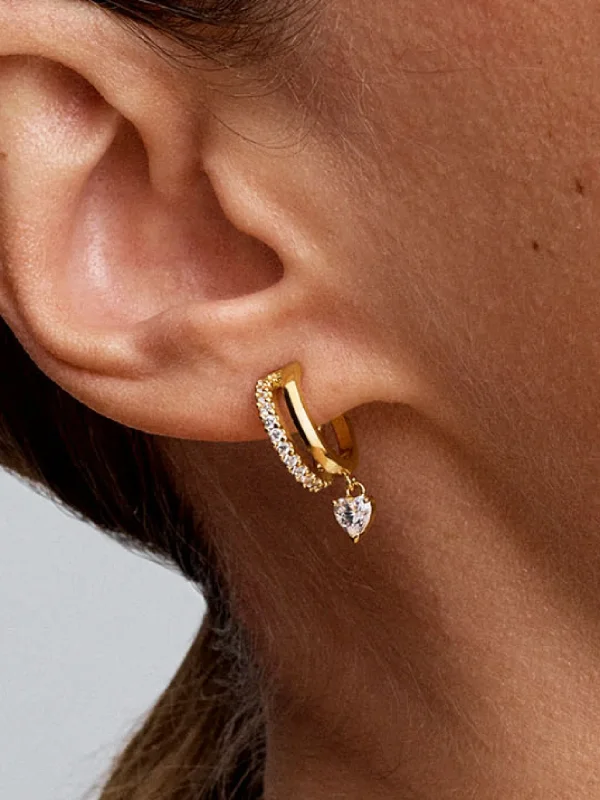 (image for) Pandora Dangling Heart Hoop Earrings - 263685C01 - View 2