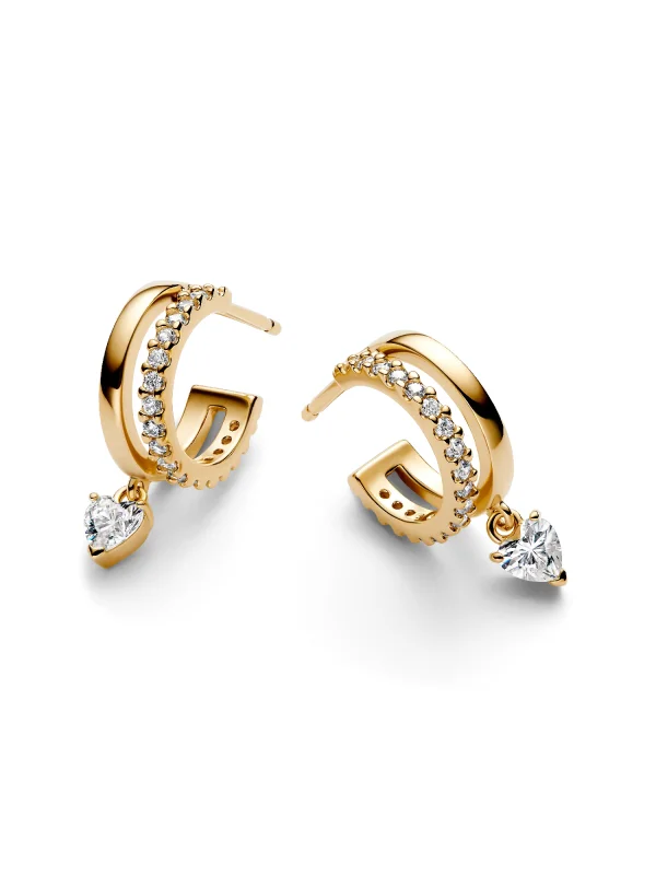 (image for) Pandora Dangling Heart Hoop Earrings - 263685C01 - View 4