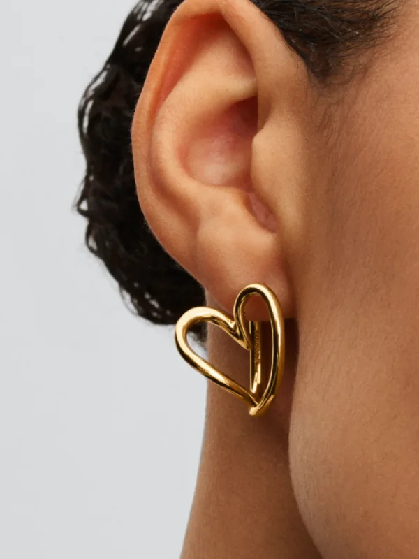 (image for) Pandora Organically Shaped Heart Hoop Earrings - 263807C00 - View 2