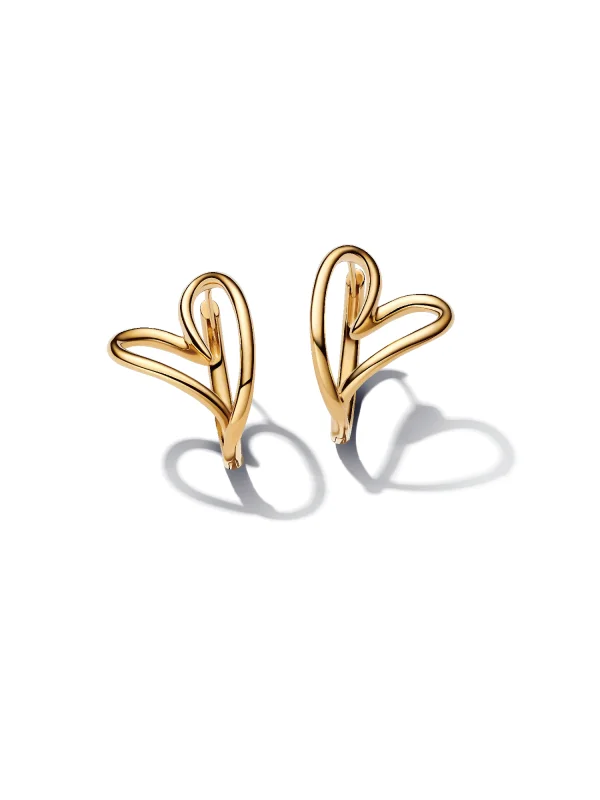 (image for) Pandora Organically Shaped Heart Hoop Earrings - 263807C00 - View 3