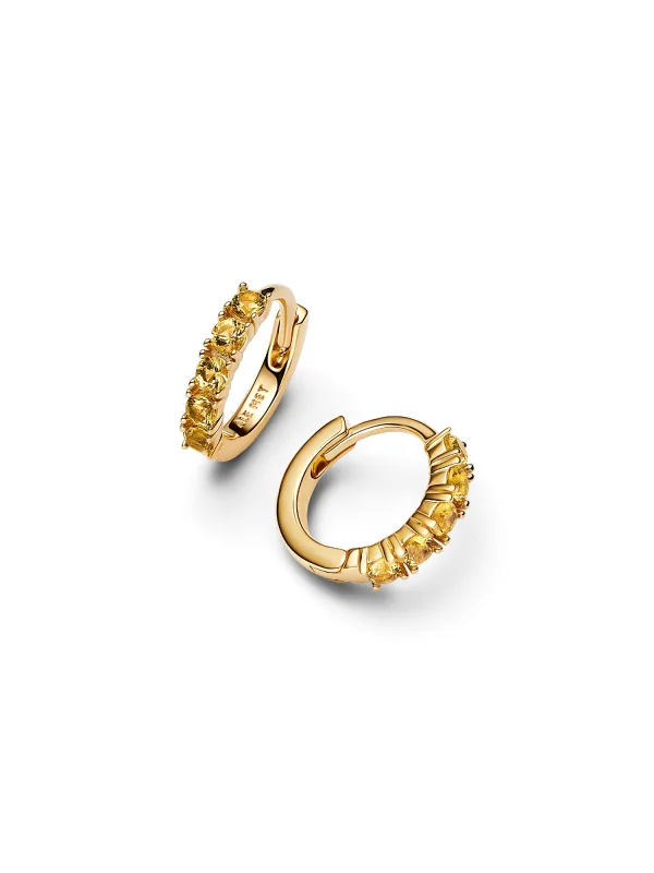 (image for) PANDORA Yellow Gold Earrings 263849C01 | 14k Gold Plated… - View 4