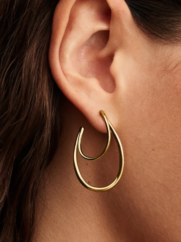 (image for) Pandora Organically Shaped Double Hoop Earrings - 263870C00 - View 2