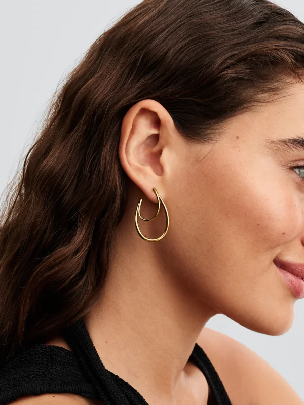 (image for) Pandora Organically Shaped Double Hoop Earrings - 263870C00 - View 3