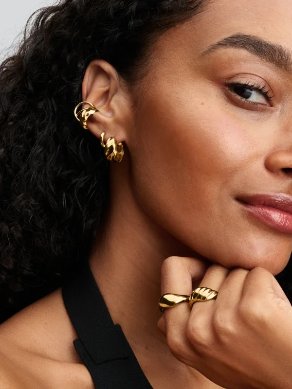 (image for) Pandora Rippled Hoop Earrings - 263874C00 - View 4