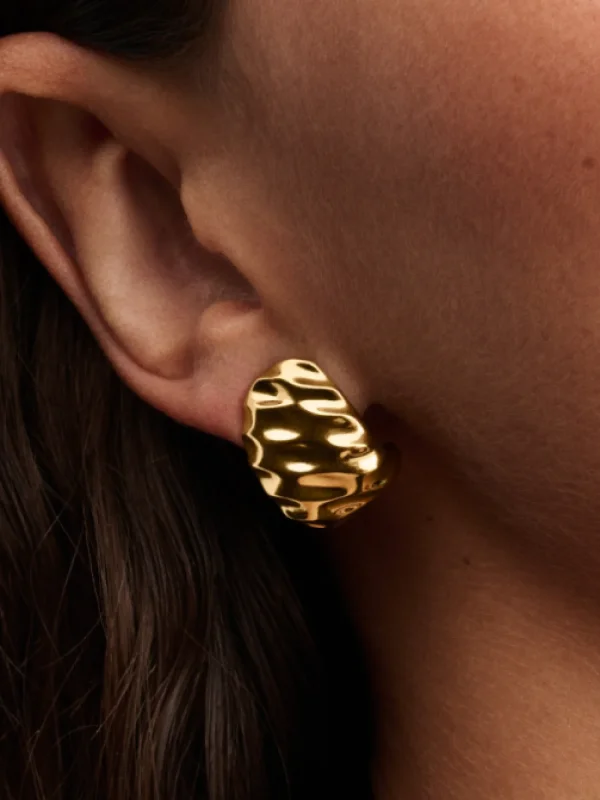 (image for) Pandora Rippled Wide Hoop Earrings - 263879C00 - View 2