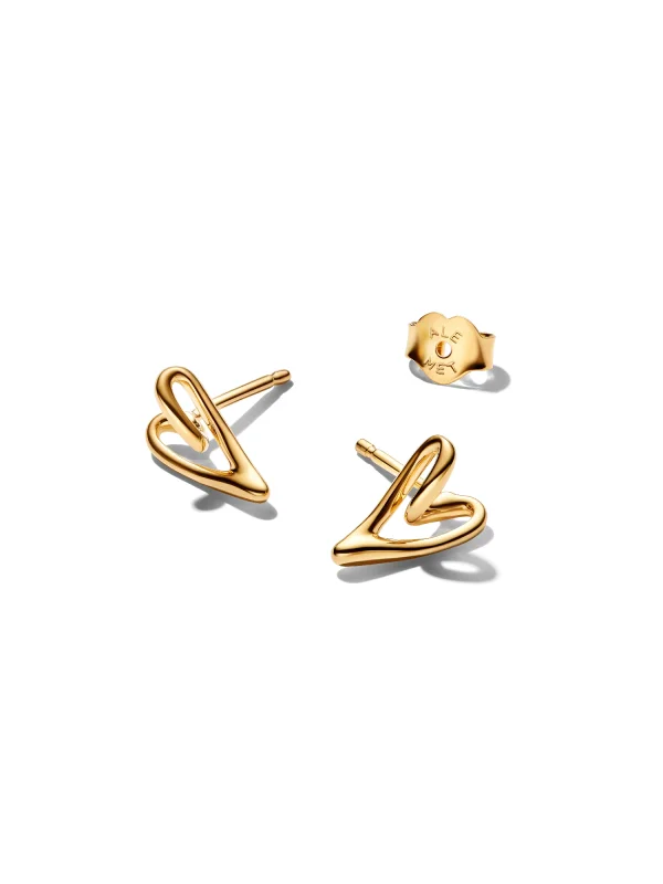 (image for) Pandora Organically Shaped Heart Stud Earrings - 264393C00 - View 3