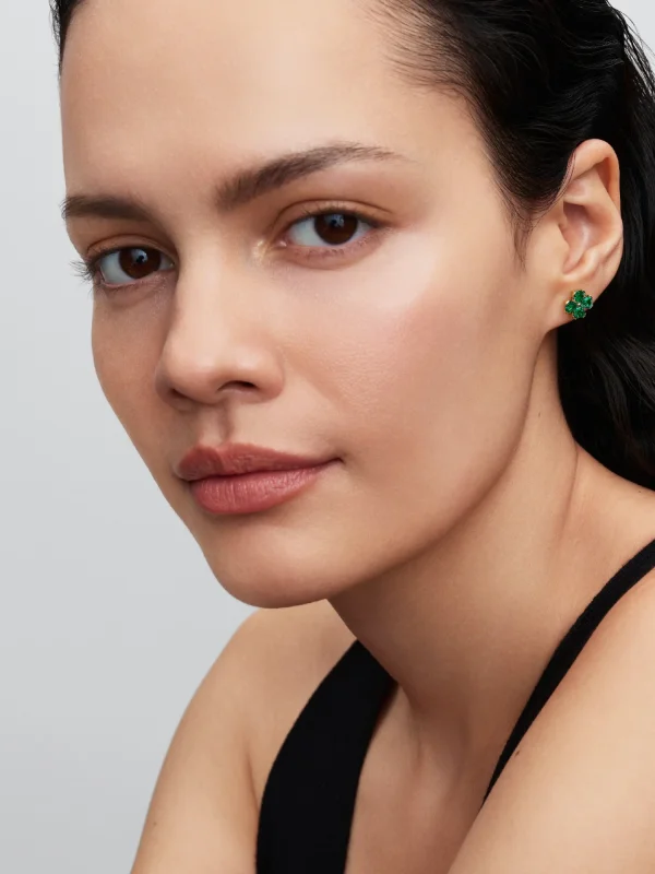 (image for) Pandora Green Lucky Clover Stud Earrings - 264500C01 - View 3