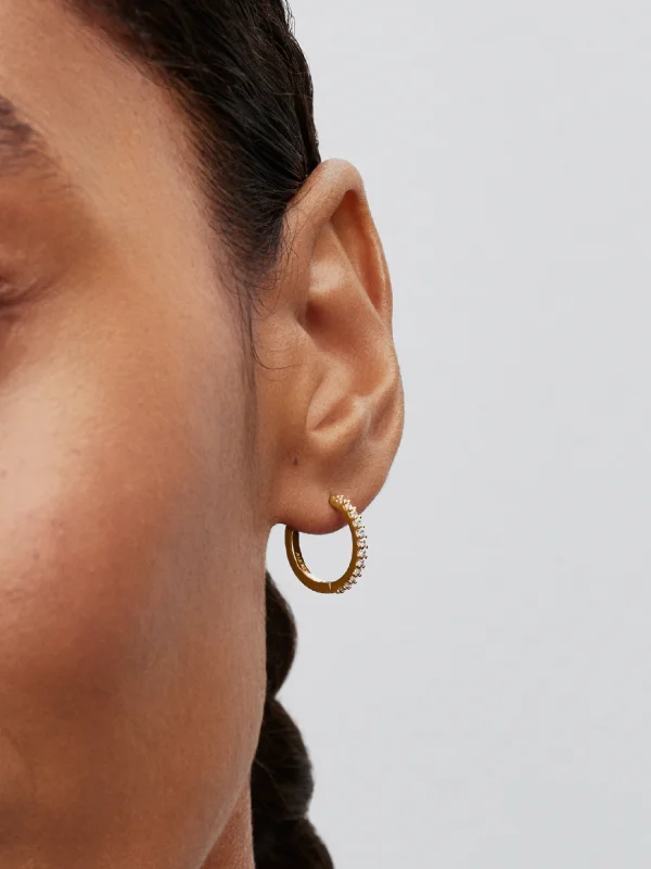 (image for) Pandora Sparkling Mini Hoop Earrings - 264649C01 - View 2