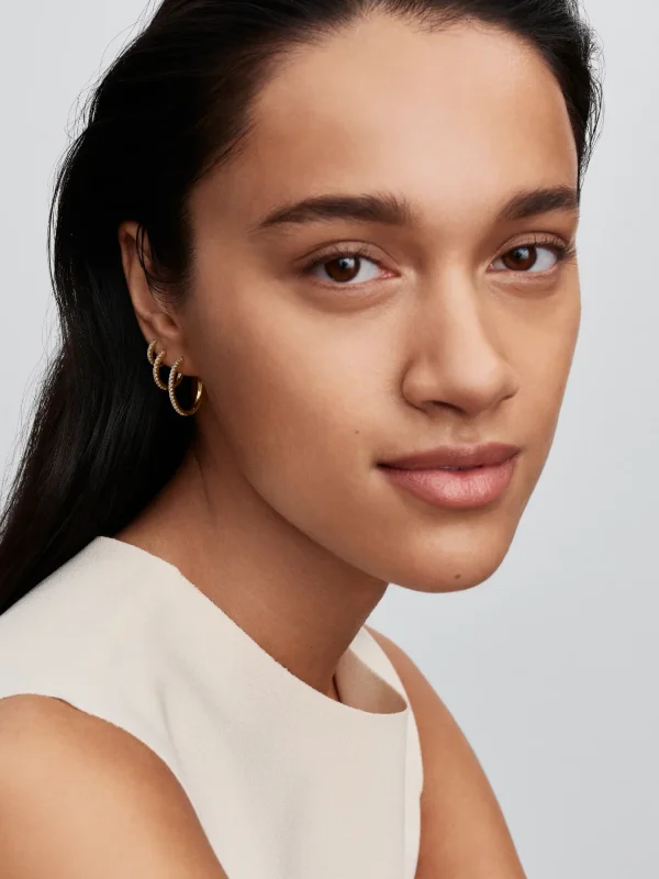 (image for) Pandora Sparkling Mini Hoop Earrings - 264649C01 - View 4