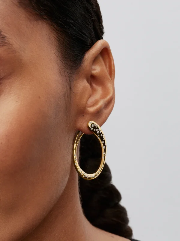 (image for) Pandora Organically Shaped Stone-Set Hinged Hoop Earrings - 264660C01 - View 2