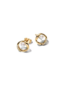 (image for) Pandora Organically Shaped Pavé Circle & Treated Freshwater Cultured Pearl Stud Earrings - 264662C01
