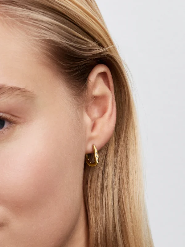 (image for) Pandora Organically Shaped Stone-Set Hoop Earrings - 264663C01 - View 2