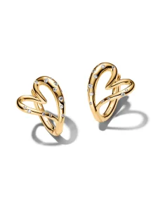 (image for) Pandora Organically Shaped Stone-Set Heart Hoop Earrings - 264664C01